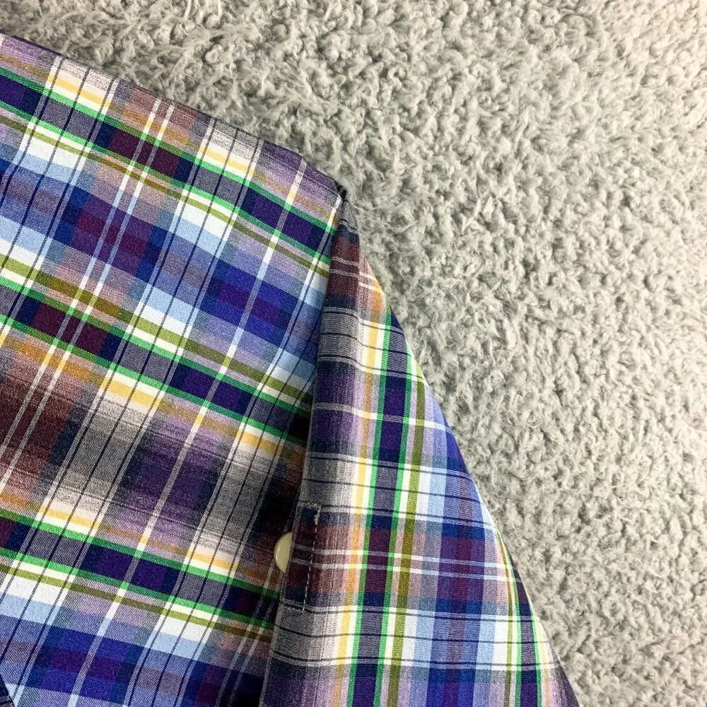 Banana Republic Shirt Mens Large Blue Brown Plaid Business‎ Casual Outdoor Camp